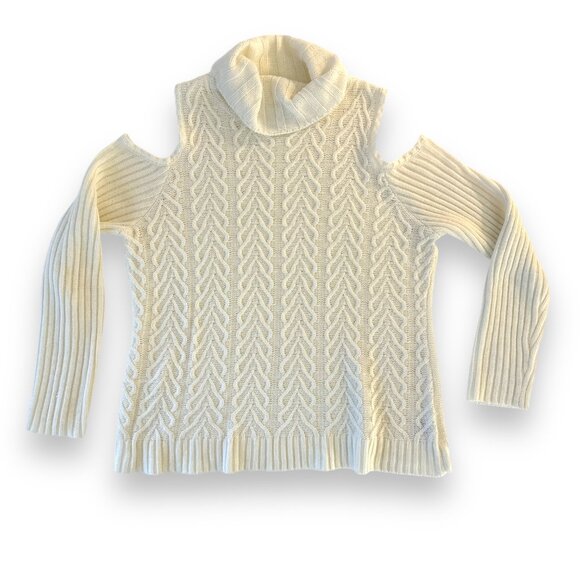 Cold Shoulder Creme Cable Knit Cowl Neck Wms Sz 20 XXL - Picture 4 of 9